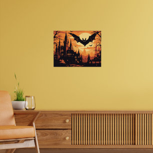 Poster Castelo Gótico de Vampiros sob a Lua Cheia
