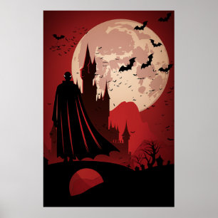 Poster Castelo Gótico Sob Lua Cheia por Bram Stoker Pos