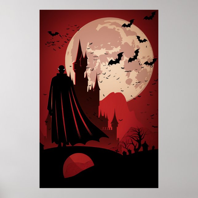 Poster Castelo Gótico Sob Lua Cheia por Bram Stoker Pos (Frente)