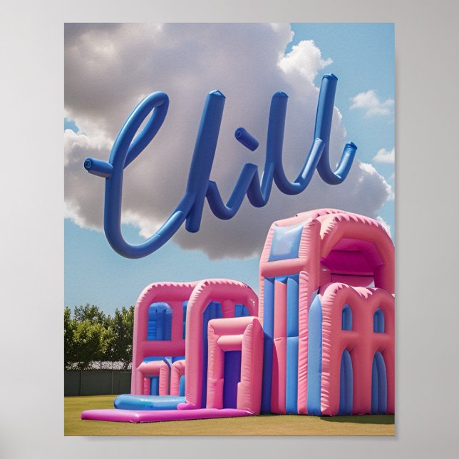 Poster Castelo Inflável Relaxante no Céu (Frente)