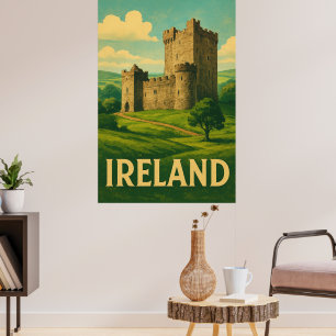 Poster Castelo Irlanda Viagem – Estilo Vintage Irlandês