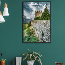 Castelo medieval e muralhas de Sesimbra, Portugal.