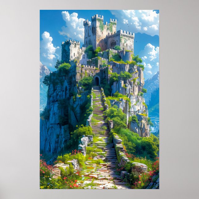 Poster Castelo Medieval em Hill (Frente)