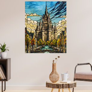 Poster Castelo Medieval sobre Arte em Vidro Canal Ilus