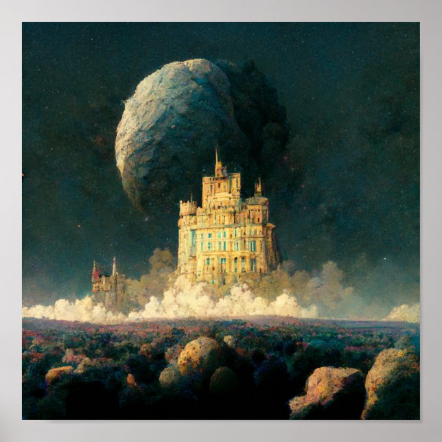 Poster Castelo Na Borda Do Mundo Fantasia Sci-Fi (Frente)