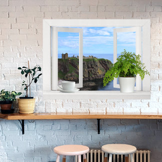 Pôster Castelo na Escócia — Vista Aberta da Janela da Cos