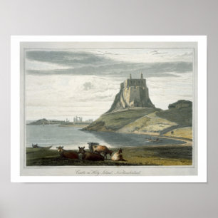 Poster Castelo na ilha santamente, Northumberland, 'de um