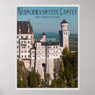 Pôster Castelo Neuschwanstein de Marienbrücke - inglês