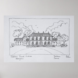 Poster Castelo Prieure-Lichine, Margaux, Bordéus