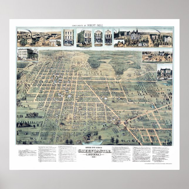 Poster Castelo Verde, NO Mapa Panorâmico - 1886 (Frente)