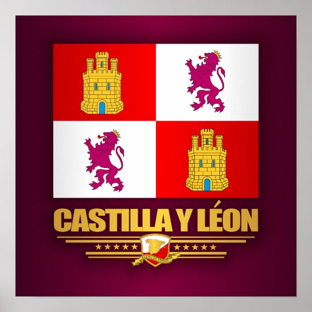 Pôster Castilla y Leon Flag (Frente)