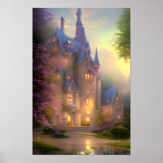 Poster Castle Enchied Forest Fantasy Art