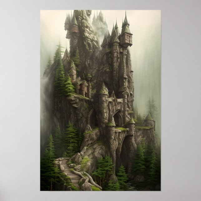 Poster Castle Enchied Forest Fantasy Art (Frente)