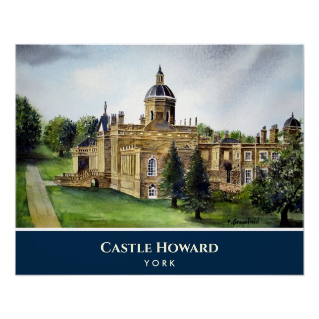 Pôster Castle Howard York England Watercolor Painting (Frente)