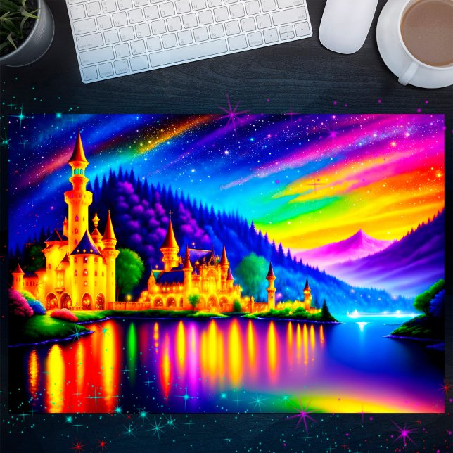 Poster Castle Mounains Lake Forest Glitter Stars Art (Criador carregado)