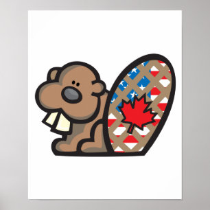 Pôster castor canadiano americano fofo