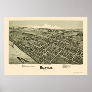 Poster Castor, mapa panorâmico do PA - 1900