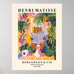 Poster Castor Num Toilet Banheiro No Estilo Matisse Tropi