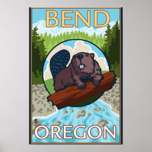 Pôster Castor & rio - curvatura, Oregon