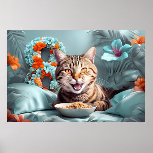 Poster Cat 8 de março Dia das Mulheres ou 8º Aniversário 