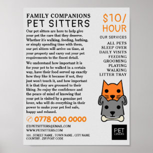 Poster Cat and Dog, Pet Sitting Service Publicidade