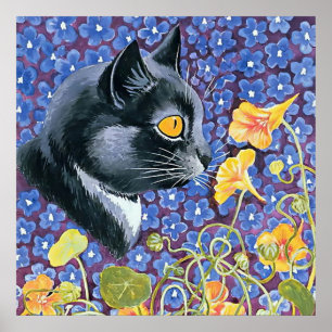 Poster "Cat and Nasturtiums" por Louis Wain
