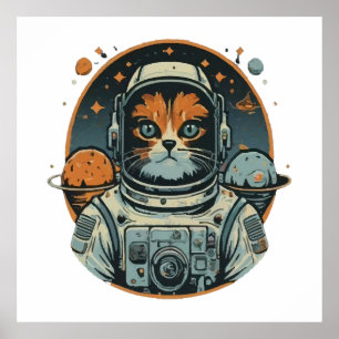 Poster Cat-astronauta em Asteroides