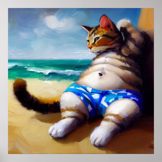 Poster Cat at the Beach (Frente)