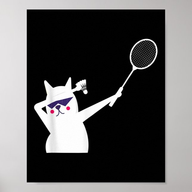 Poster Cat Badminton Shuttle Para Mulheres Homens Criança (Frente)