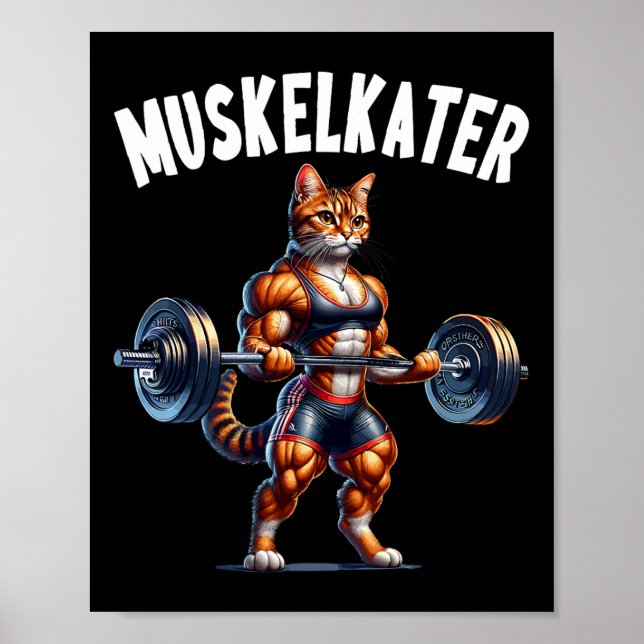 Poster Cat Barbell Design For Bodybuilders Bodybuilding  (Frente)