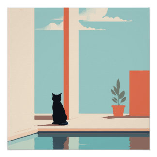 Pôster cat by the pool