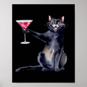 Poster Cat Com Martini Gl Tail