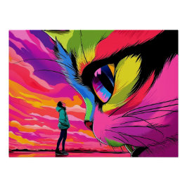 Pôster Cat Cosmic Gaze: Um Encontro de Mundos