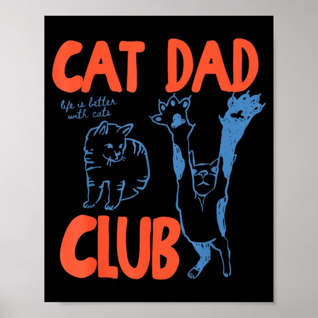 Poster Cat Dad Club Funny Cat Lover Pet Parent Father's D (Frente)