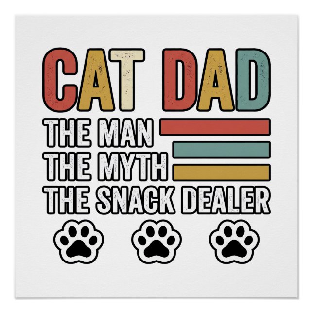 Pôster Cat Dad Vintage Funny Snack Dealer Shirt Design_1 (Frente)