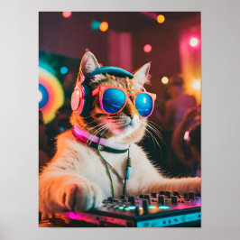 Poster Cat DJ Party Vibes, Gift. Gift.