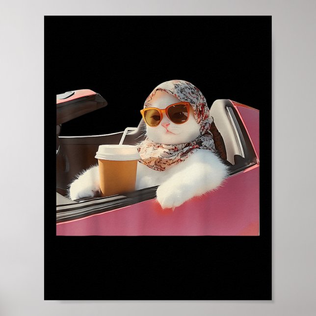 Poster Cat Driving Meme Rage Is Consuming Me Silly Humor  (Frente)