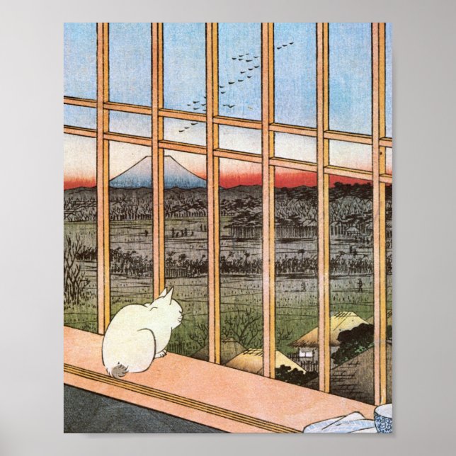 Poster Cat e Monte Fuji, Hiroshige (Frente)