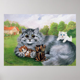 Poster Cat e seus Kittens, Louis Wain