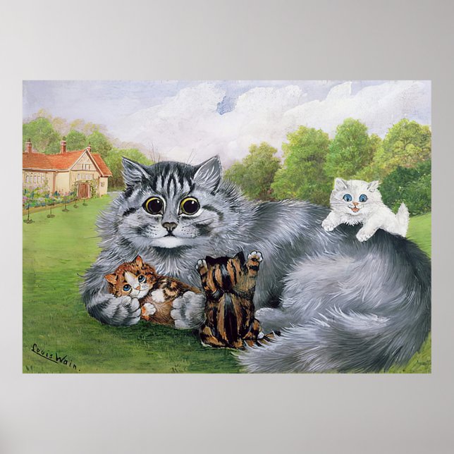 Poster Cat e seus Kittens, Louis Wain (Frente)