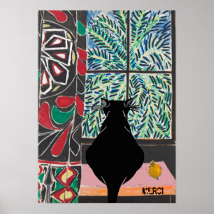Poster Cat em Janela, MERCI, editar texto