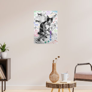 Poster Cat Estudando Gravidade W