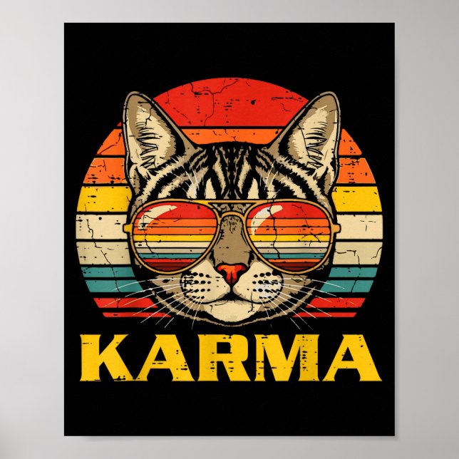 Poster Cat Face Sungles Karma Funny Kitten Kitty Men Wome (Frente)