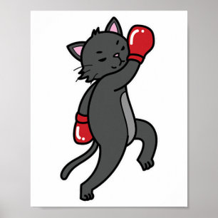 Poster Cat faz boxing