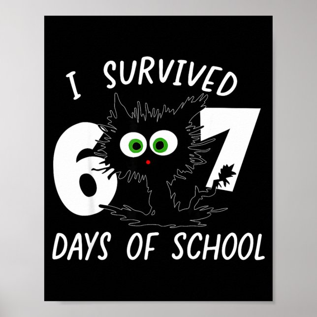 Poster Cat I Survived 67 Days Of School Teachers Students (Frente)