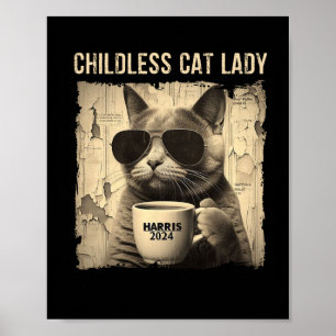 Poster Cat Kamala 2024 Harris - Lady Vintag, Gato Isolado