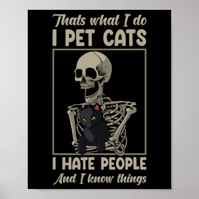 Poster Cat Kitten Lover Grumpy Gatinho Crânio Proprietári (Frente)