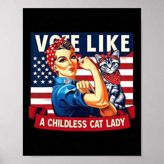 Poster Cat Ladies Está Votando Kamala (Frente)