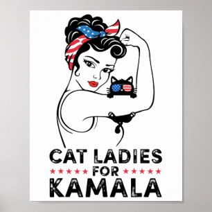 Poster Cat Ladies For Kamala Harris Para O Presidente 202