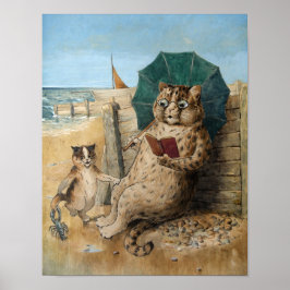 Poster Cat Lendo um Livro de Louis Wain